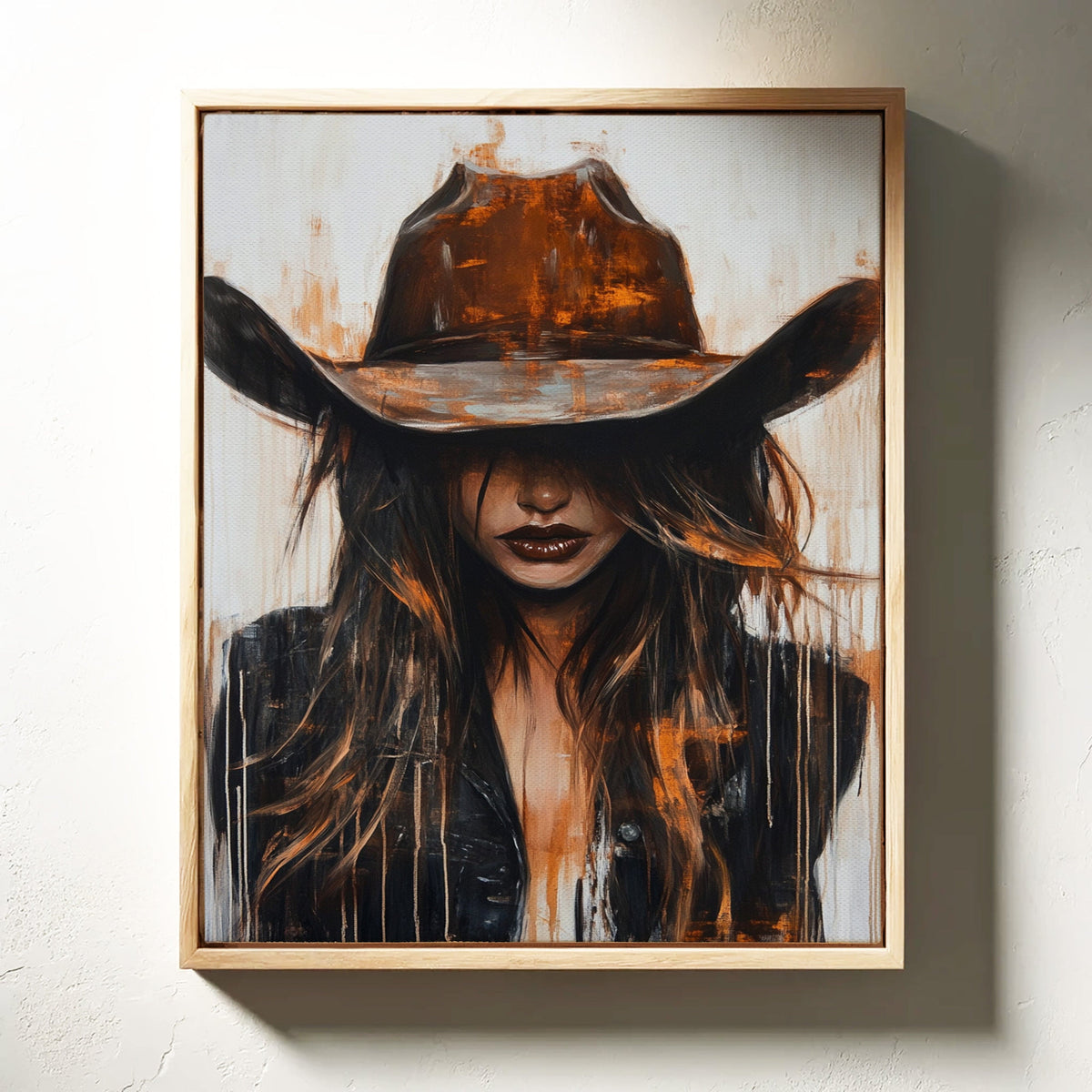 Abstract Cowgirl Wall Art | Cowgirl in Crimson Western Portrait | Farmhouse World