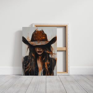Abstract Cowgirl Wall Art | Cowgirl in Crimson Western Portrait | Farmhouse World