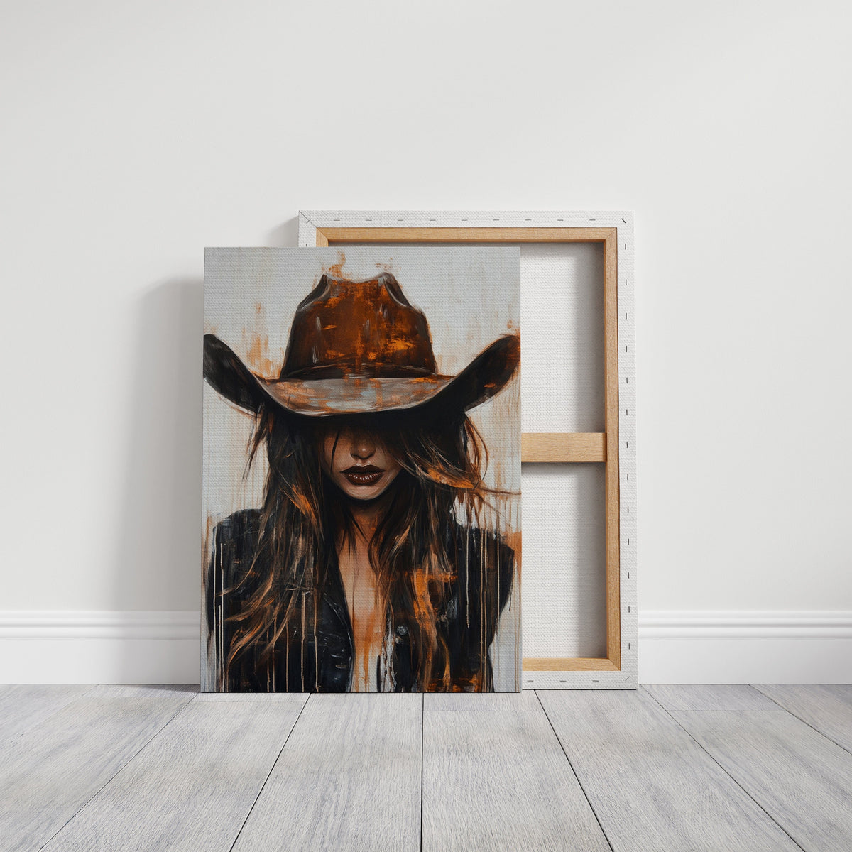 Abstract Cowgirl Wall Art | Cowgirl in Crimson Western Portrait | Farmhouse World