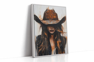 Abstract Cowgirl Wall Art | Cowgirl in Crimson Western Portrait | Farmhouse World