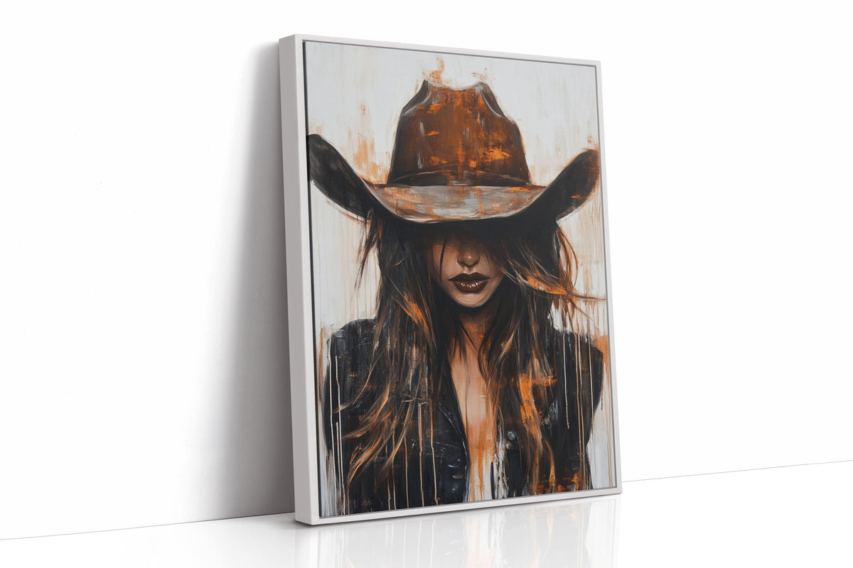 Abstract Cowgirl Wall Art | Cowgirl in Crimson Western Portrait | Farmhouse World