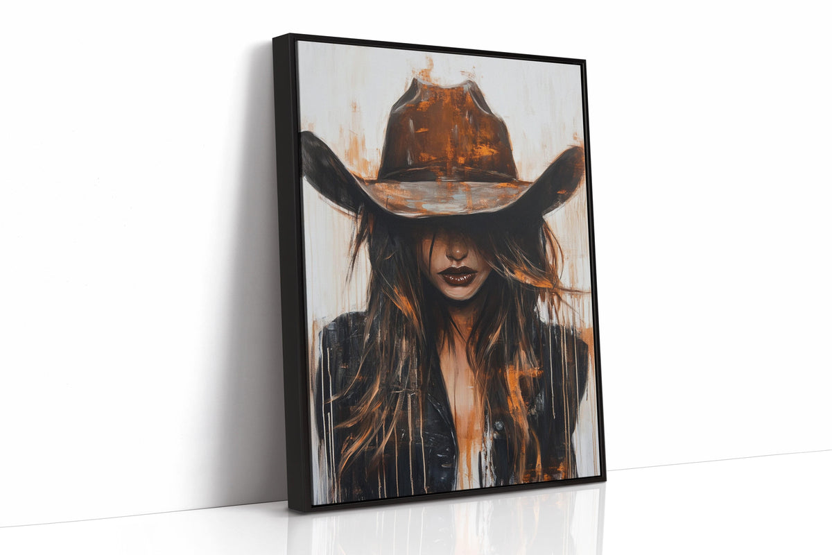 Abstract Cowgirl Wall Art | Cowgirl in Crimson Western Portrait | Farmhouse World