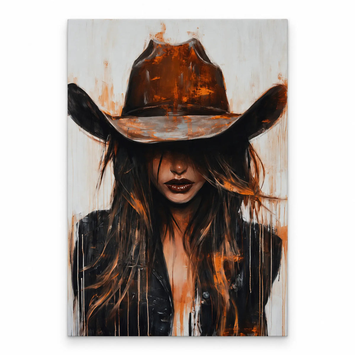 Abstract Cowgirl Wall Art | Cowgirl in Crimson Western Portrait | Farmhouse World
