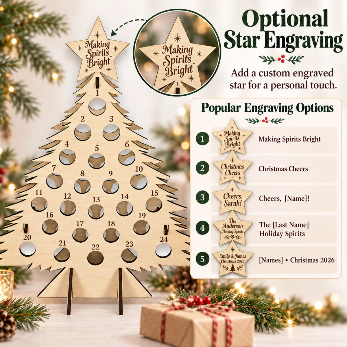 Adult Advent Calendar with engraving and personalization options