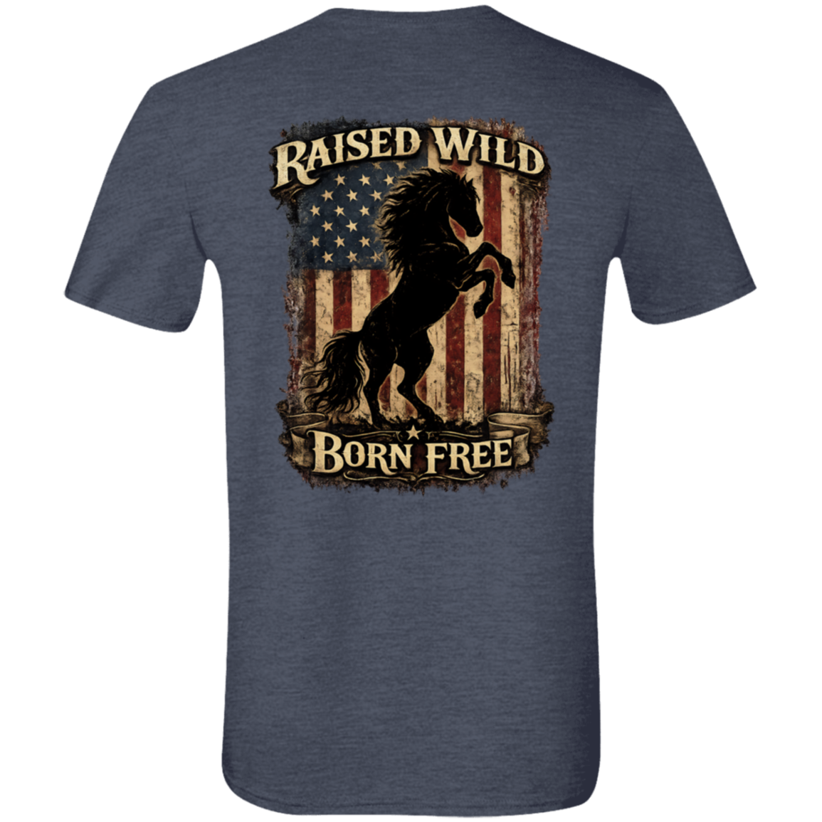 Patriotic western horse tee with front and back print