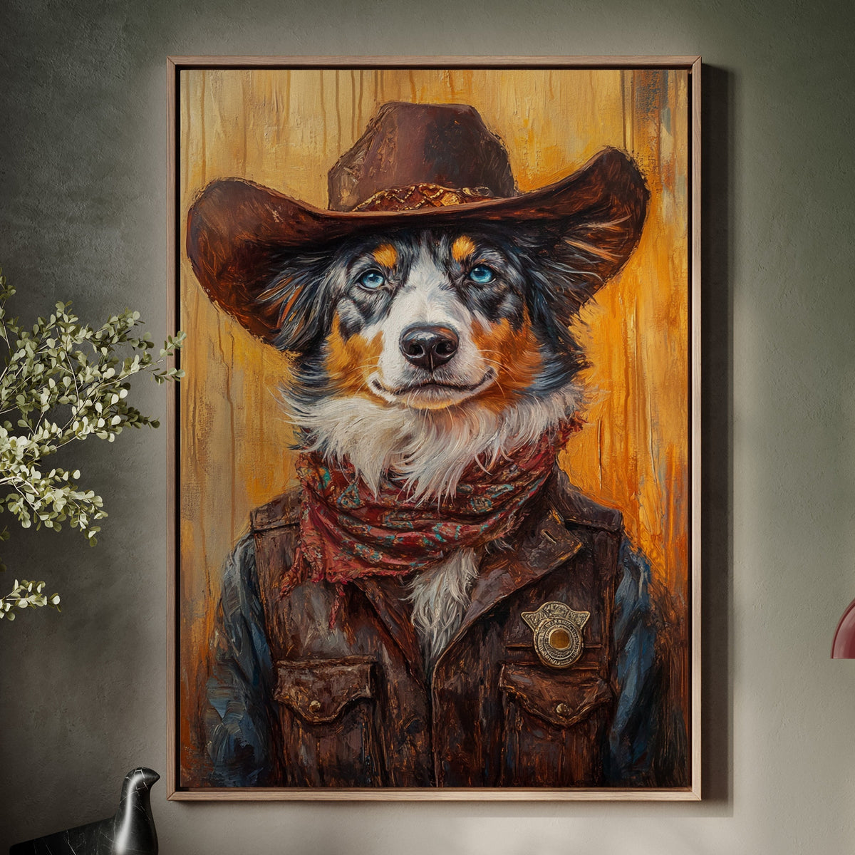 Australian Shepherd Cowboy Deputy Dog | Western Wall Art | Farmhouse World