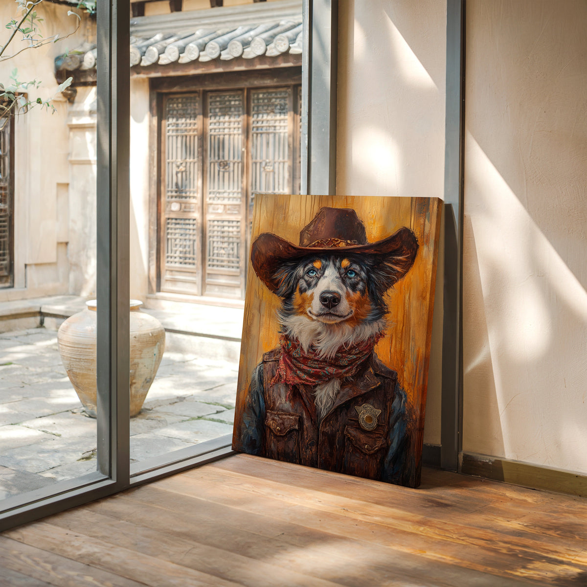Australian Shepherd Cowboy Deputy Dog | Western Wall Art | Farmhouse World