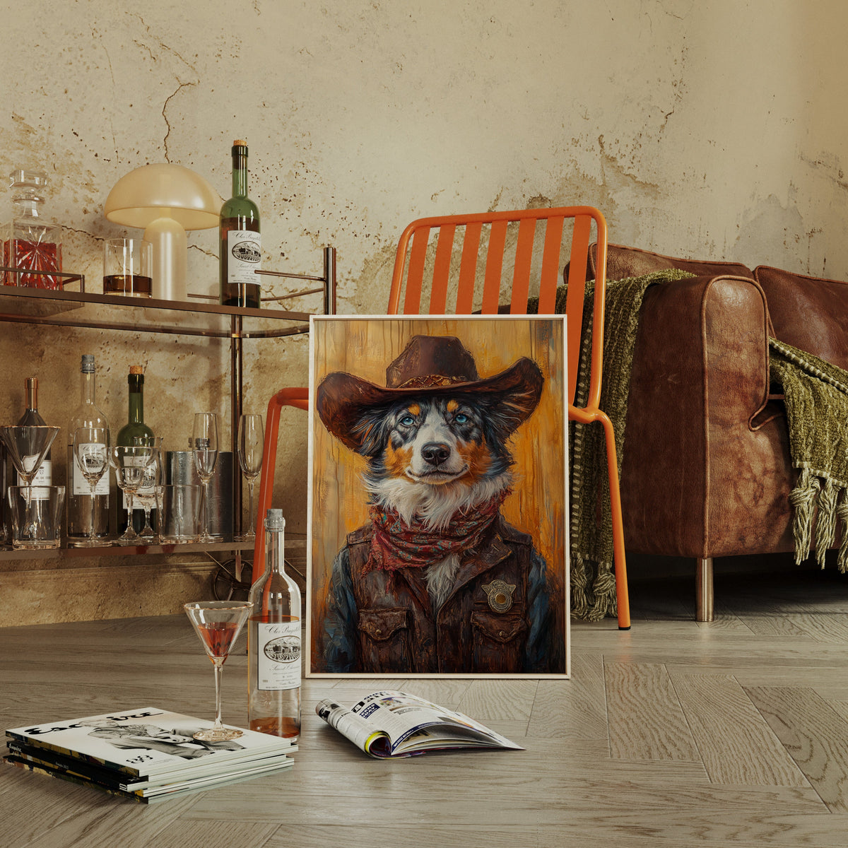 Australian Shepherd Cowboy Deputy Dog | Western Wall Art | Farmhouse World