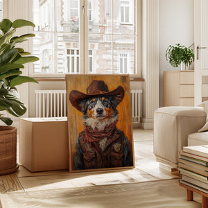 Australian Shepherd Cowboy Deputy Dog | Western Wall Art | Farmhouse World