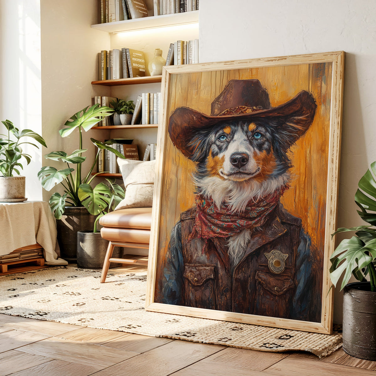 Australian Shepherd Cowboy Deputy Dog | Western Wall Art | Farmhouse World