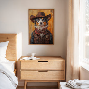 Australian Shepherd Cowboy Deputy Dog | Western Wall Art | Farmhouse World