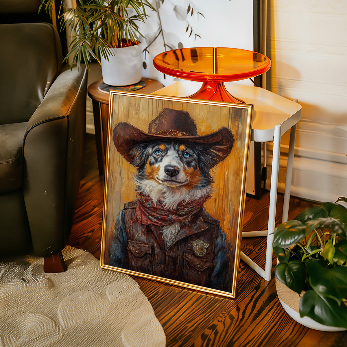 Australian Shepherd Cowboy Deputy Dog | Western Wall Art | Farmhouse World
