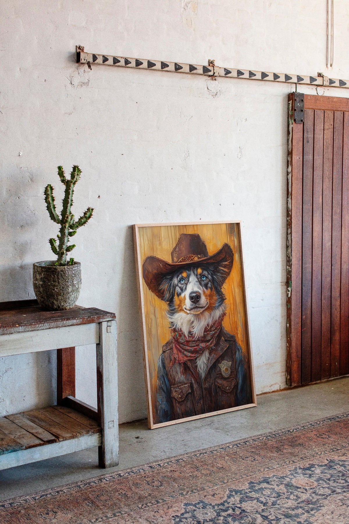 Australian Shepherd Cowboy Deputy Dog | Western Wall Art | Farmhouse World