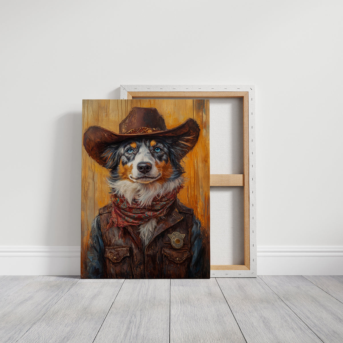 Australian Shepherd Cowboy Deputy Dog | Western Wall Art | Farmhouse World