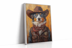 Australian Shepherd Cowboy Deputy Dog | Western Wall Art | Farmhouse World