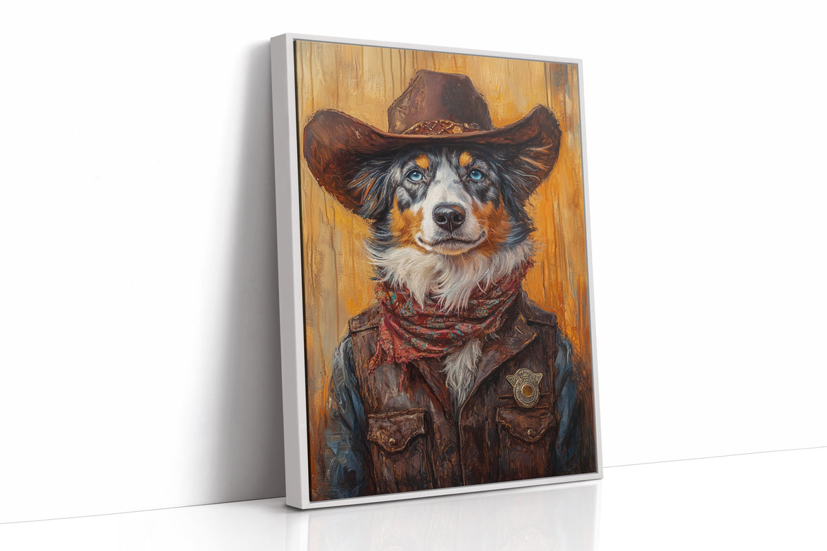 Australian Shepherd Cowboy Deputy Dog | Western Wall Art | Farmhouse World
