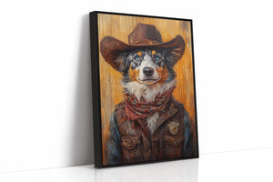 Australian Shepherd Cowboy Deputy Dog | Western Wall Art | Farmhouse World