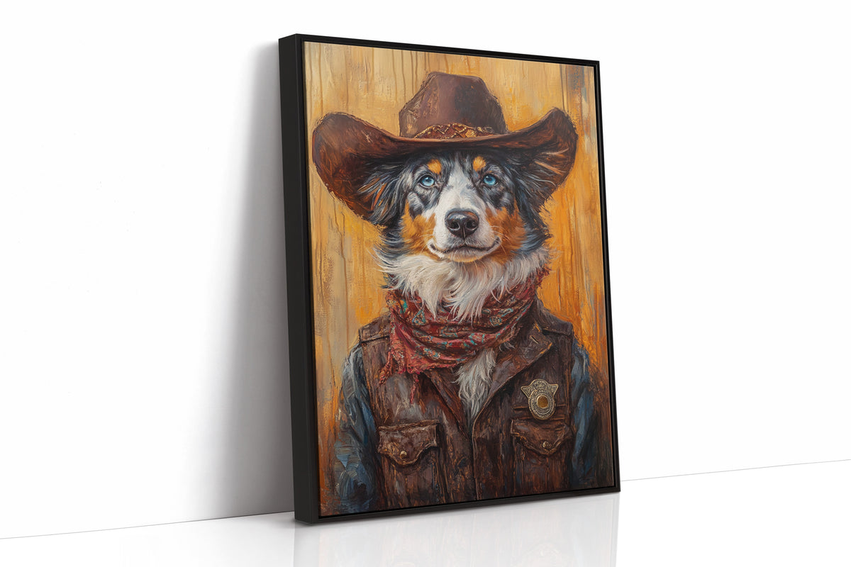 Australian Shepherd Cowboy Deputy Dog | Western Wall Art | Farmhouse World
