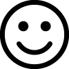 Smiley face icon with a black outline on a white background