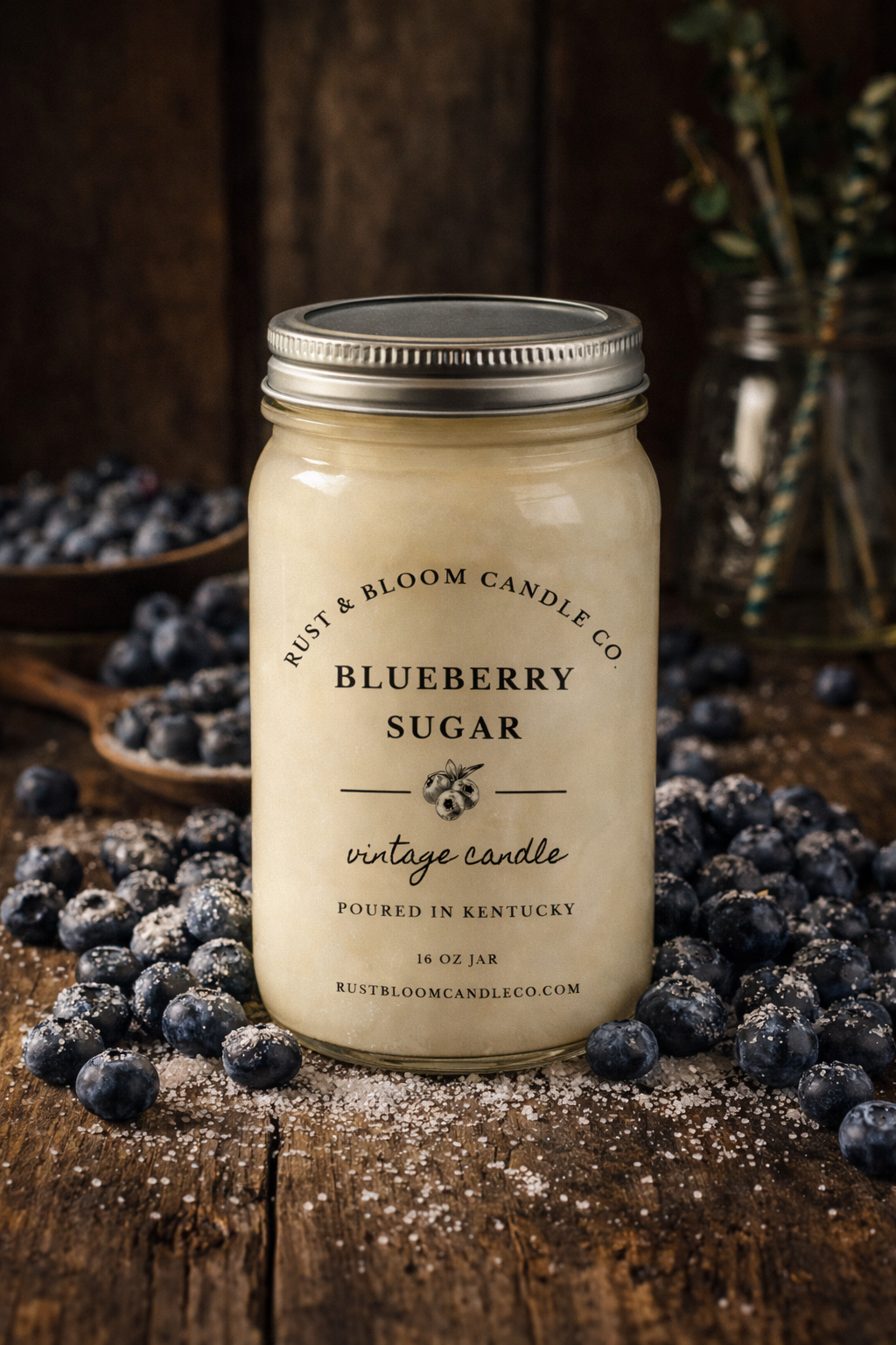 sweet blueberry scented candle rustic home