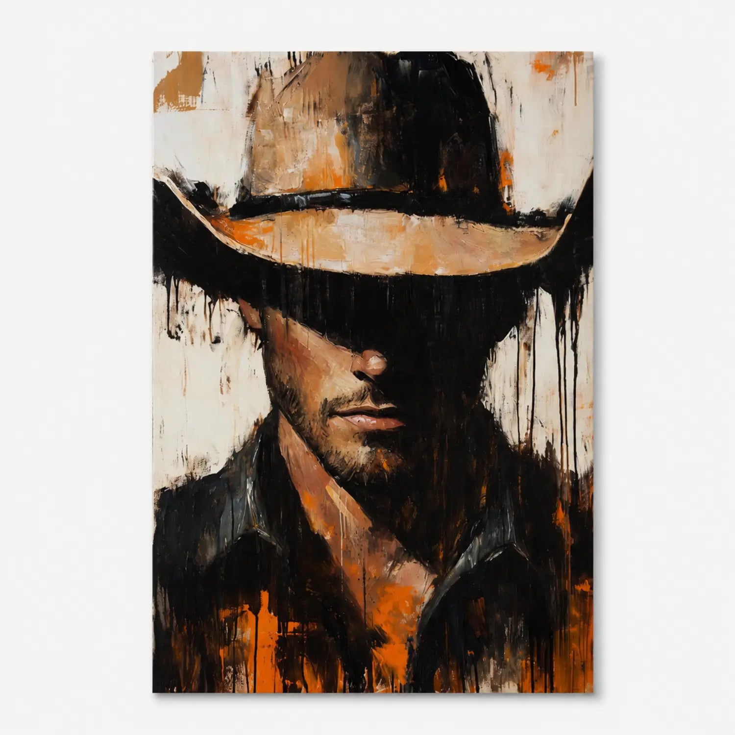 shadowed cowboy western wall art in rustic ranch style