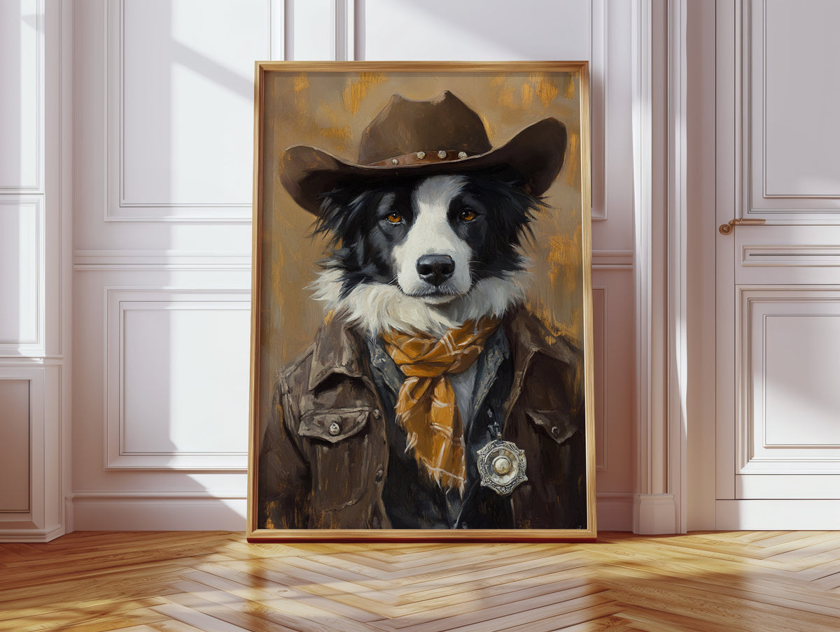 Border Collie Western Marshal | Western Wall Art | Farmhouse World