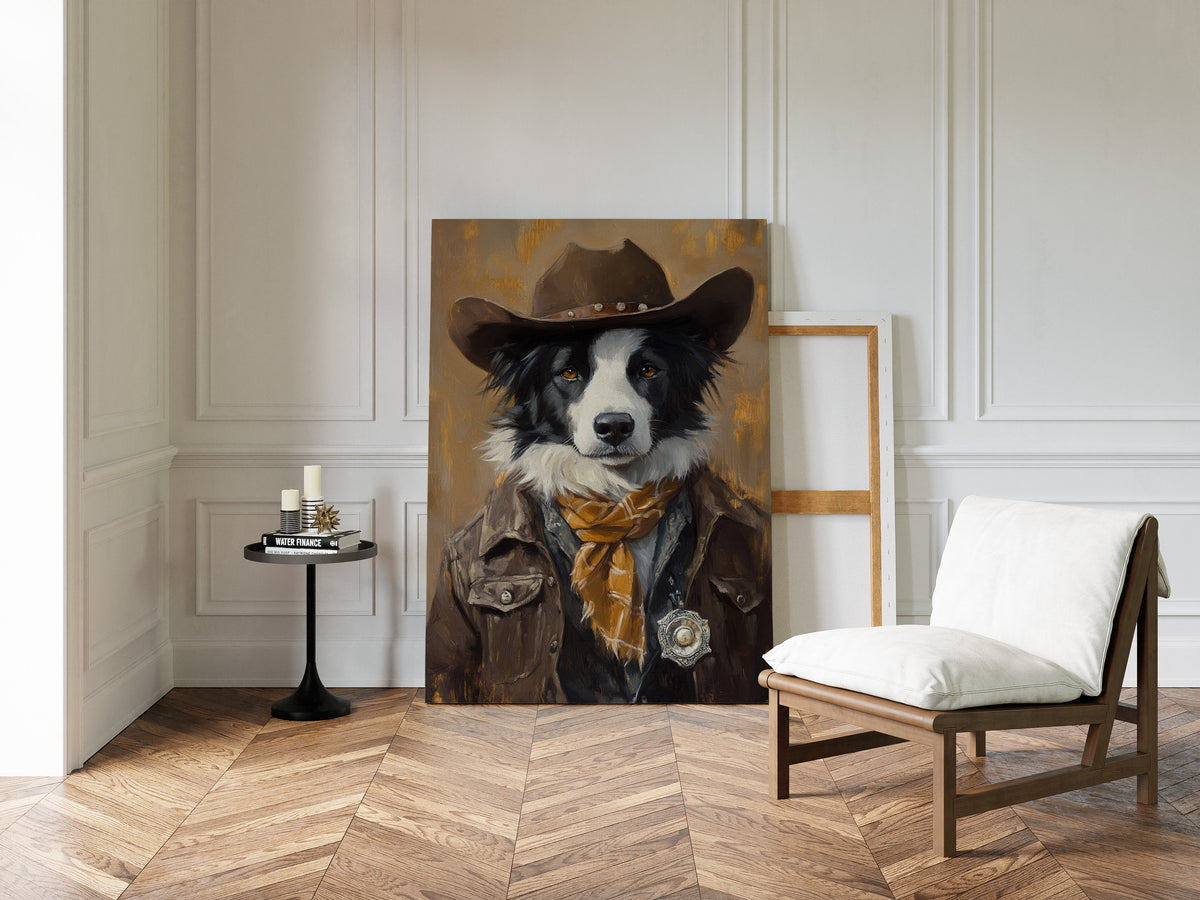 Border Collie Western Marshal | Western Wall Art | Farmhouse World