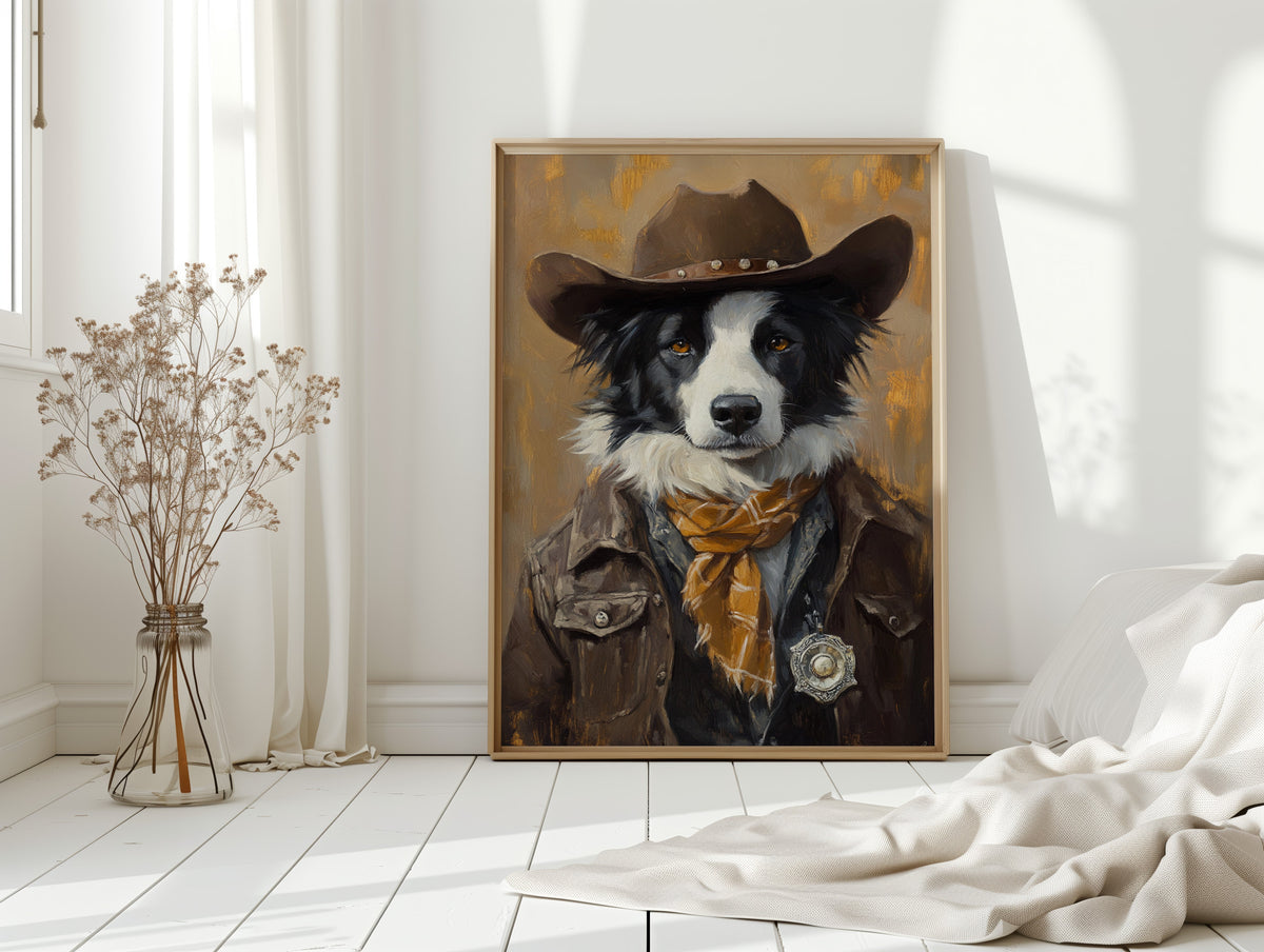 Border Collie Western Marshal | Western Wall Art | Farmhouse World