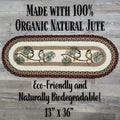 Chickadee Braided Oval Table Runner - 100% Natural Jute and Hand Stenciled