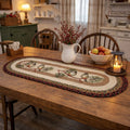 Chickadee Braided Oval Table Runner - 100% Natural Jute and Hand Stenciled