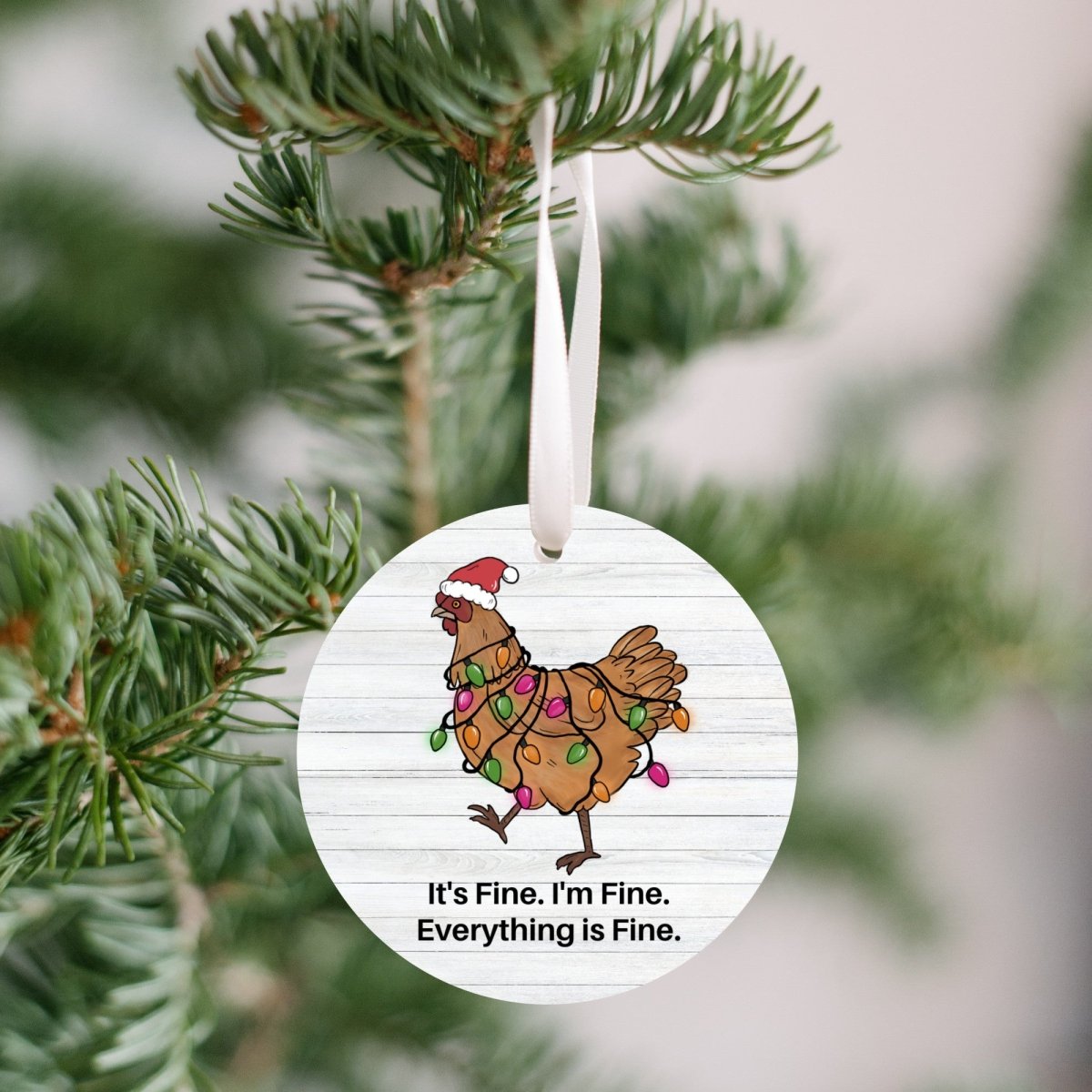 Funny chicken ornament for farmhouse Christmas tree