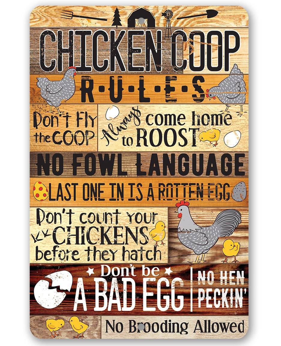 Chicken Coop Rules Metal Sign | Farmhouse Chicken Decor | Farmhouse World
