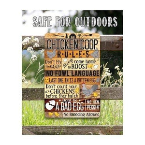 Chicken Coop Rules Metal Sign | Farmhouse Chicken Decor | Farmhouse World