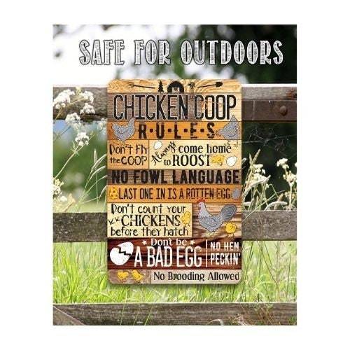 Chicken Coop Rules Metal Sign | Farmhouse Chicken Decor | Farmhouse World