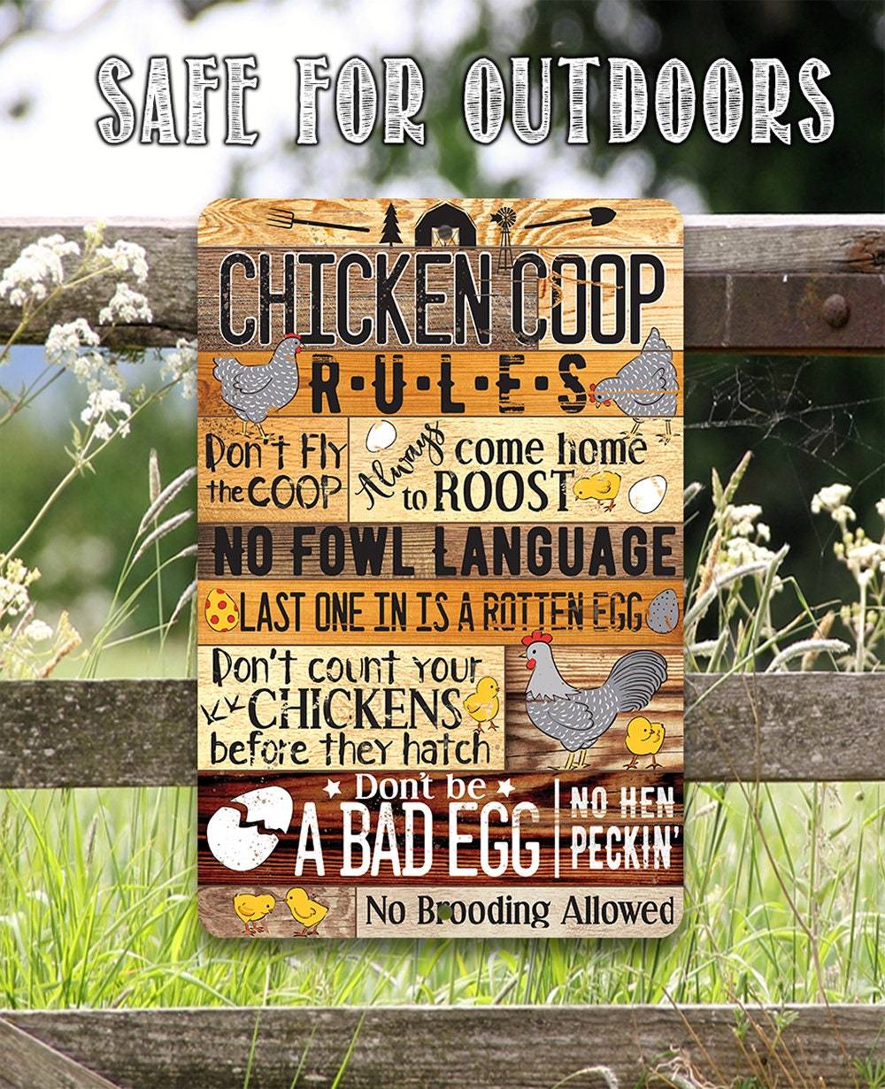 Chicken Coop Rules Metal Sign | Farmhouse Chicken Decor | Farmhouse World