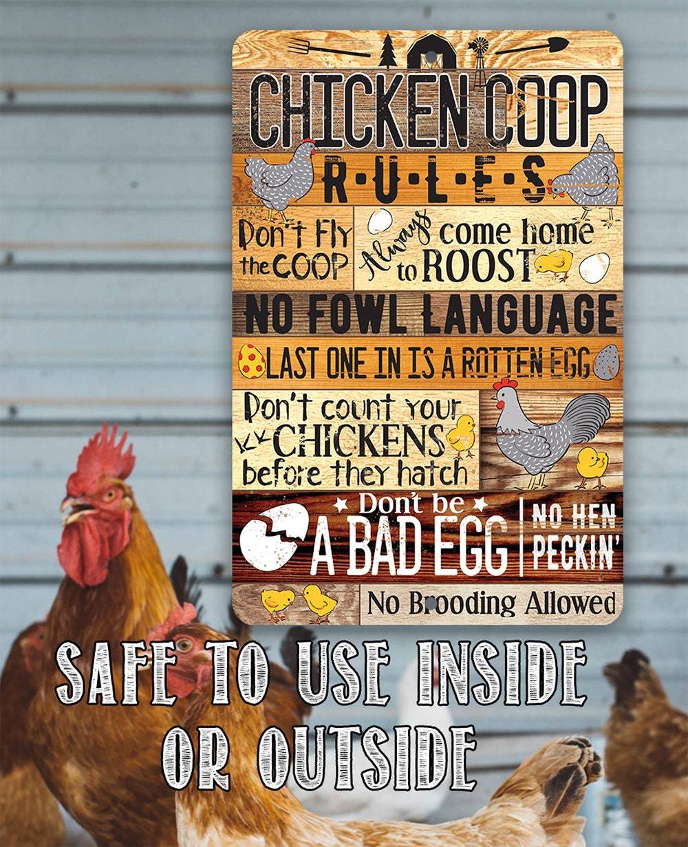 Chicken Coop Rules Metal Sign | Farmhouse Chicken Decor | Farmhouse World