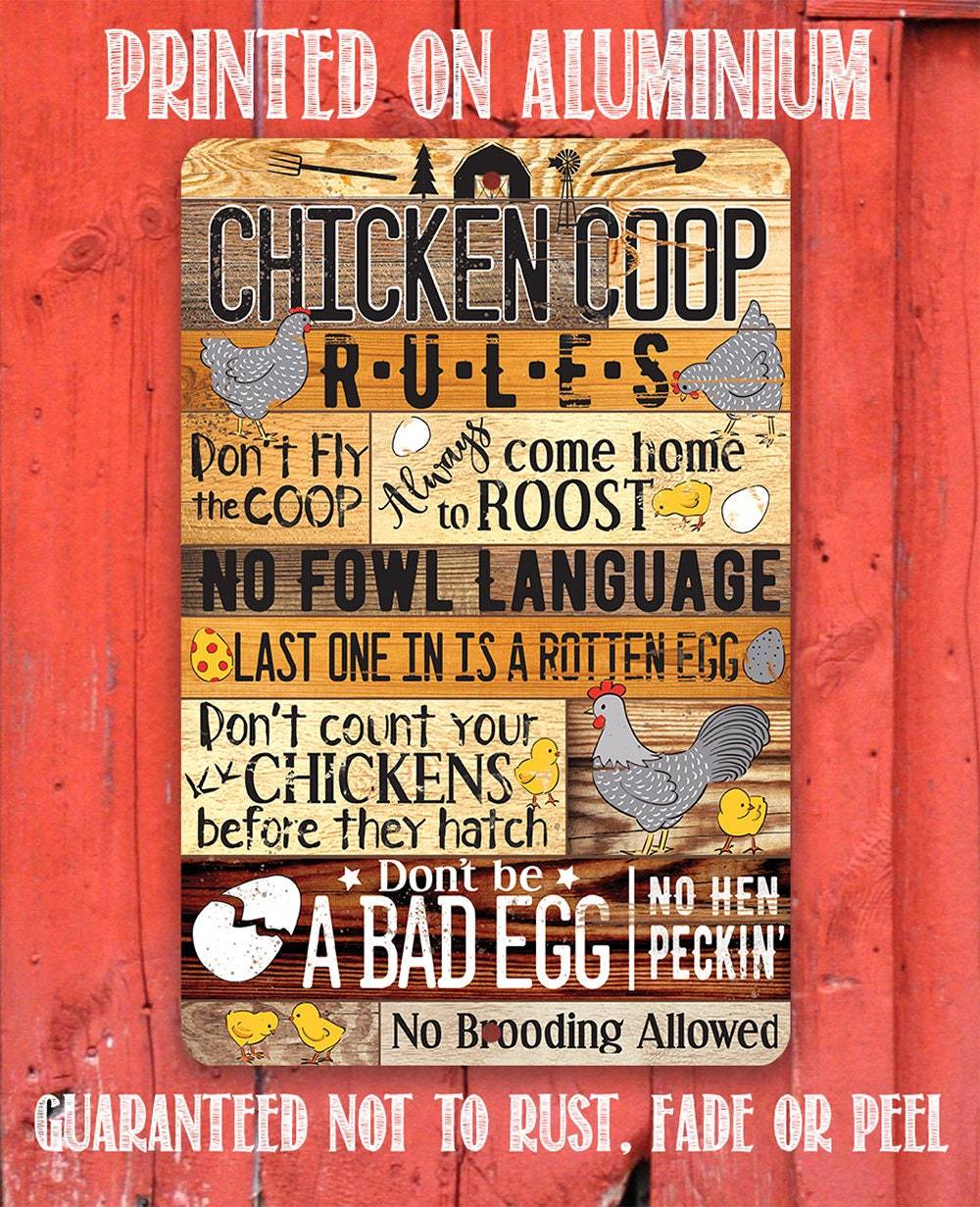 Chicken Coop Rules Metal Sign | Farmhouse Chicken Decor | Farmhouse World