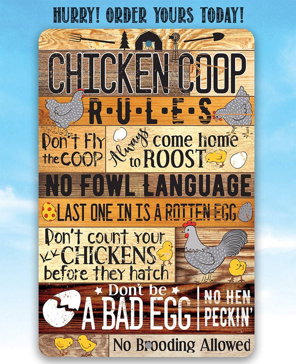 Chicken Coop Rules Metal Sign | Farmhouse Chicken Decor | Farmhouse World