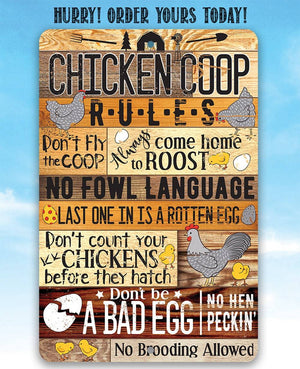 Chicken Coop Rules Metal Sign | Farmhouse Chicken Decor | Farmhouse World