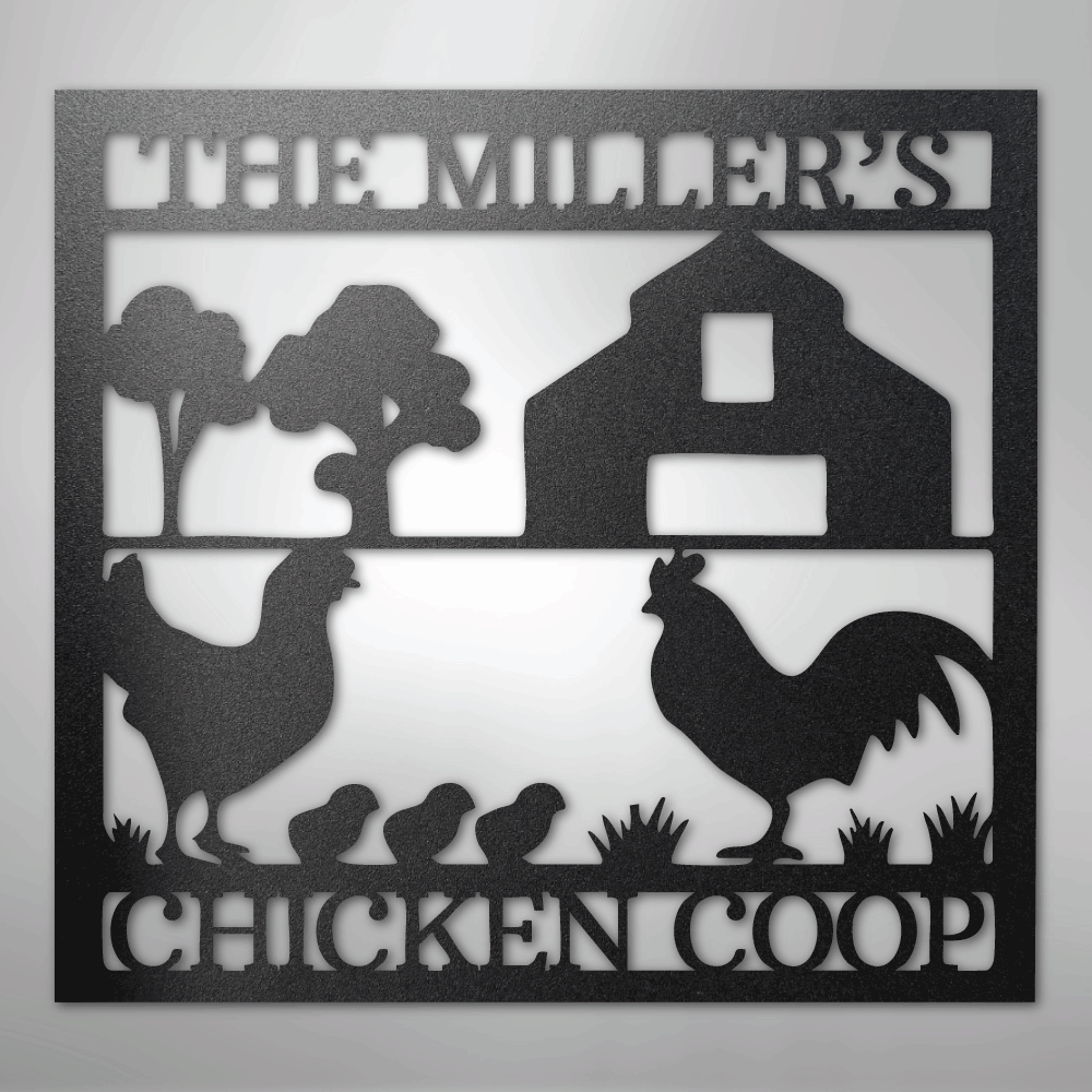 Chicken Coop Sign Personalized black
