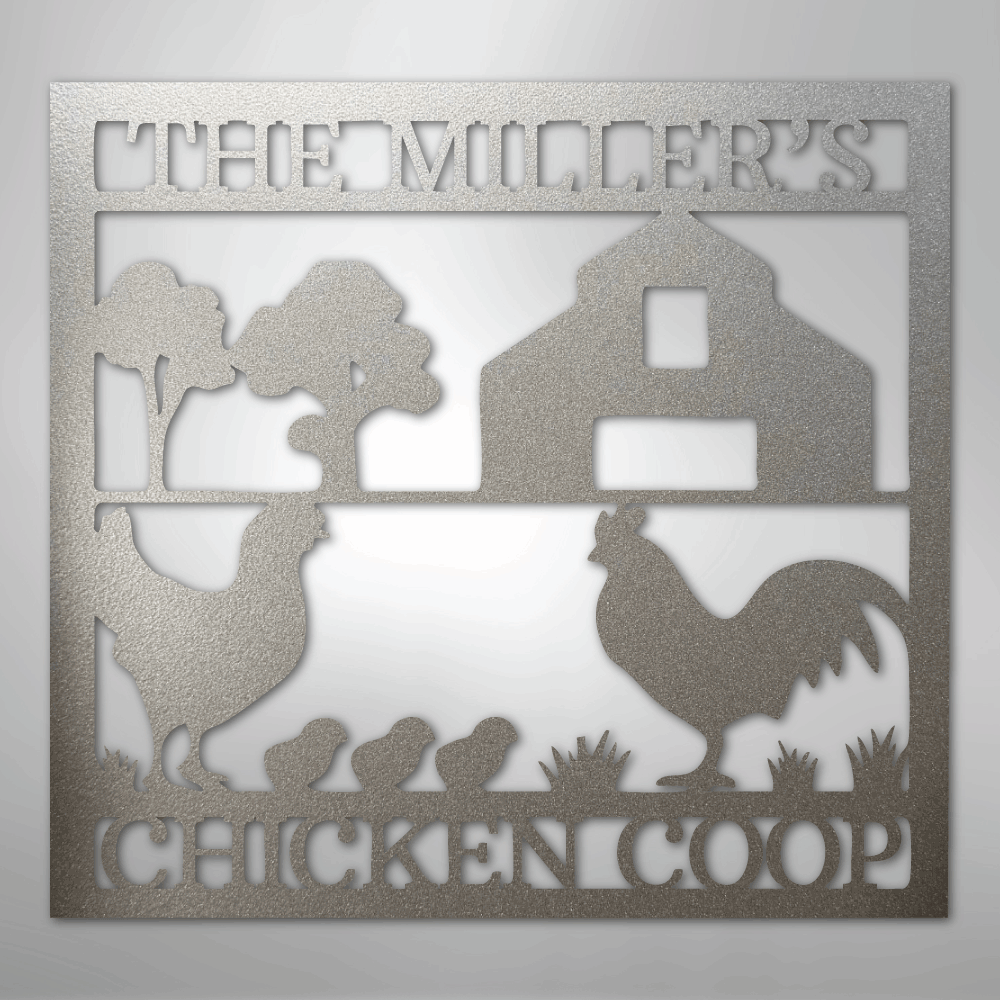 Chicken Coop Sign Personalized silver