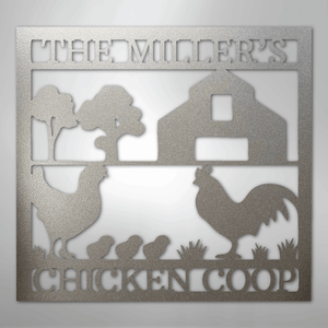 Chicken Coop Sign Personalized silver