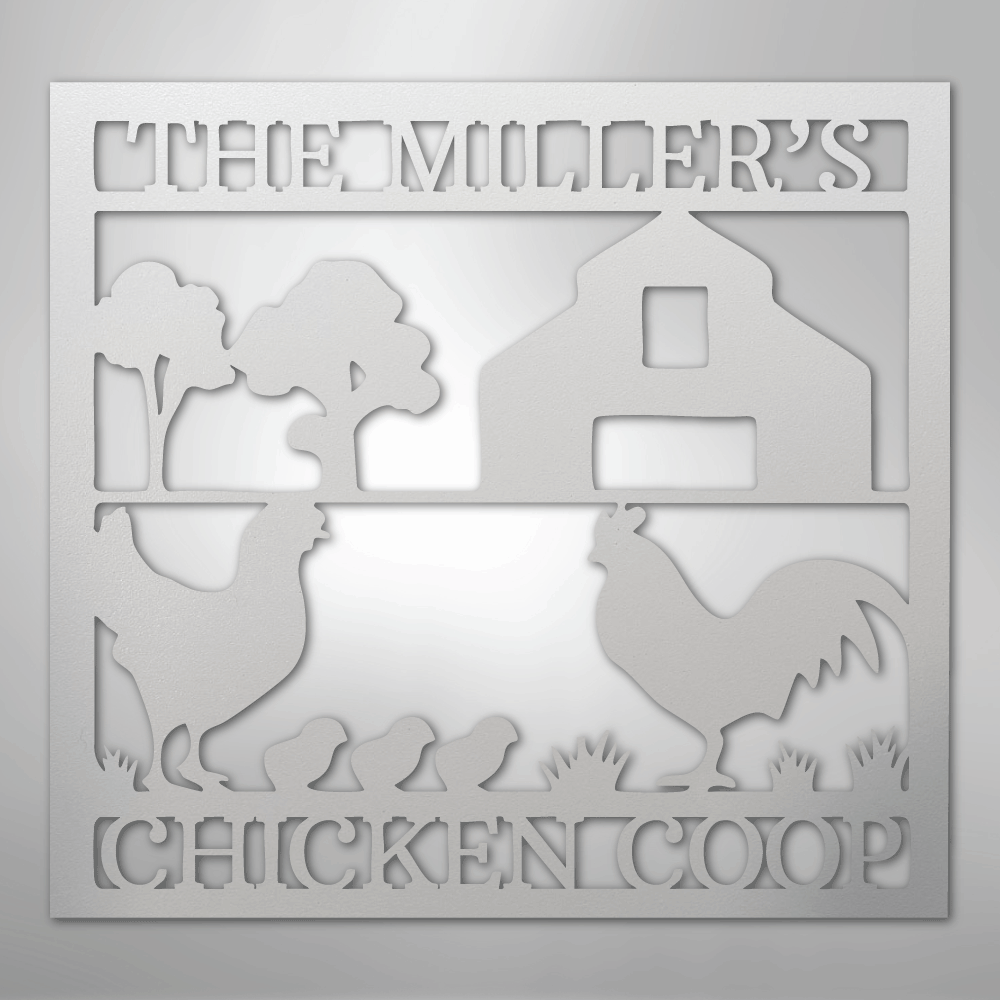 Chicken Coop Sign Personalized white