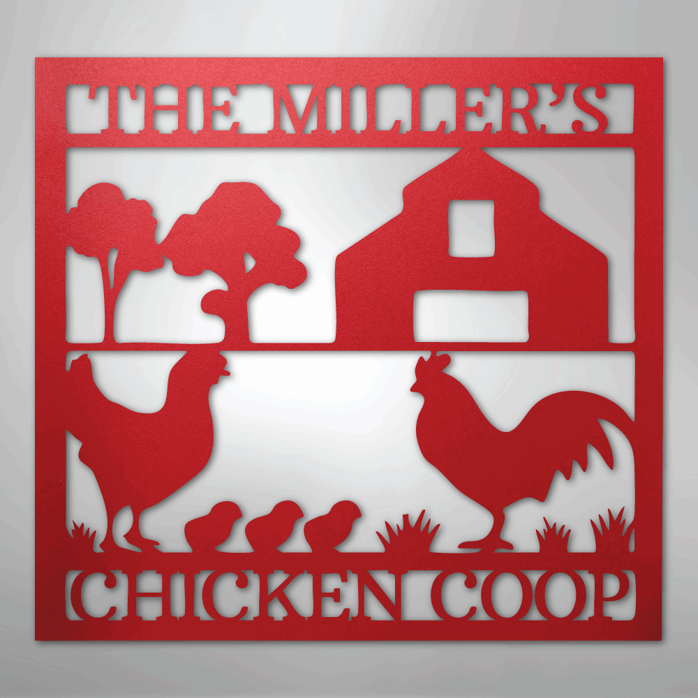 Chicken Coop Sign Personalized red