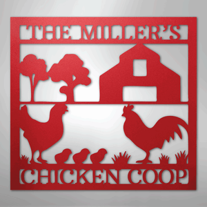 Chicken Coop Sign Personalized red