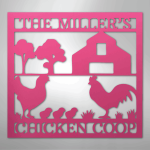 Chicken Coop Sign Personalized pink