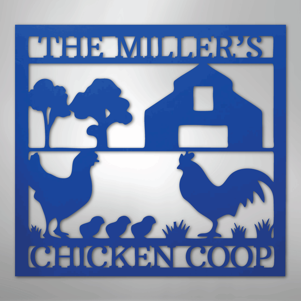 Chicken Coop Sign Personalized blue