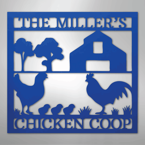 Chicken Coop Sign Personalized blue