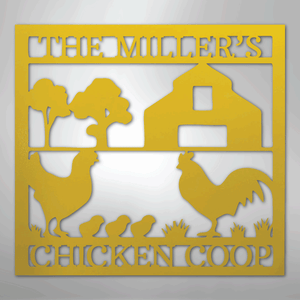 Chicken Coop Sign Personalized yellow