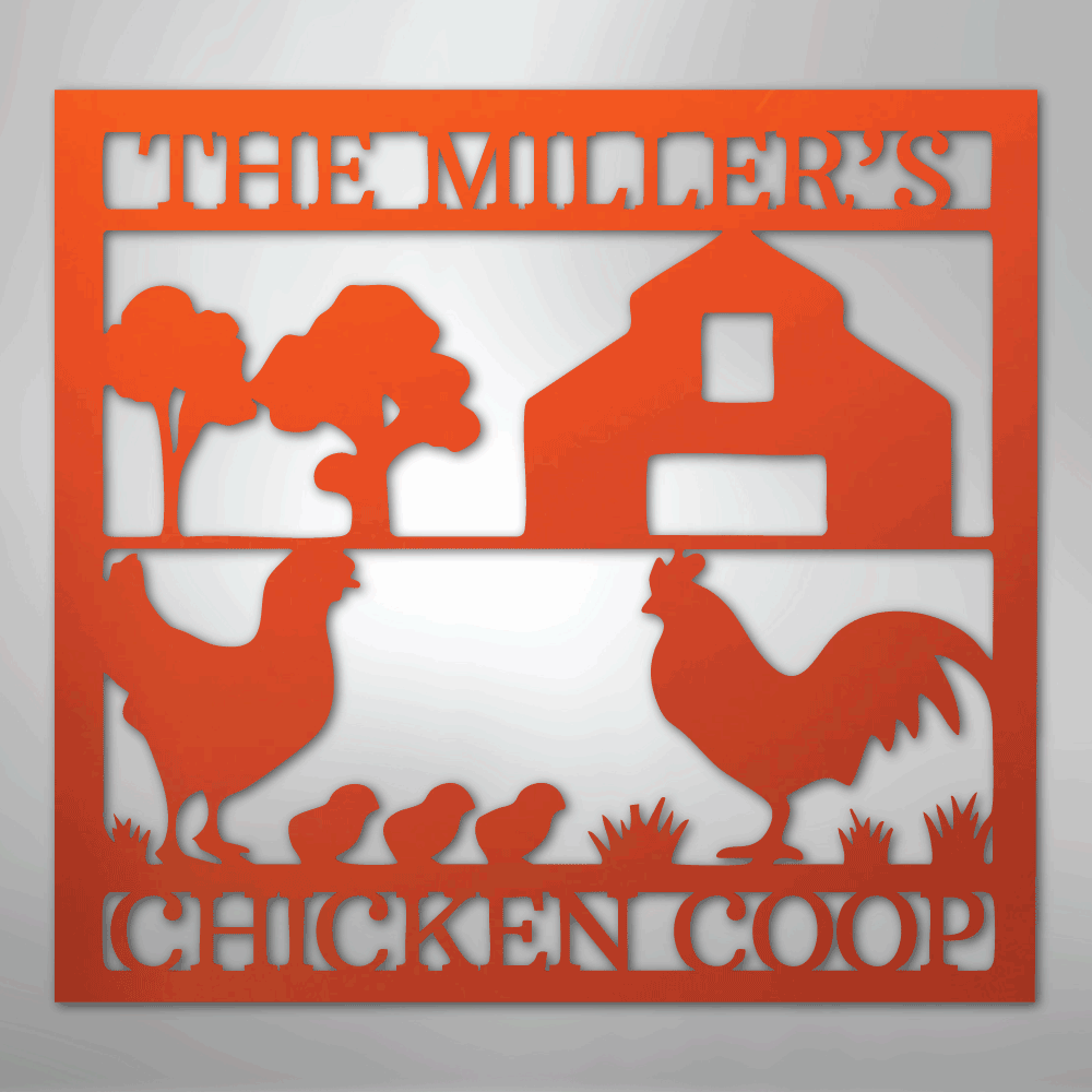 Chicken Coop Sign Personalized orange